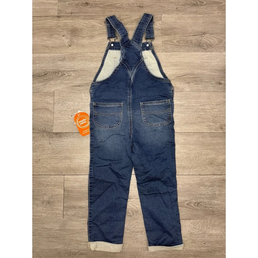 Wonder Nation Denim Overalls Kids 4T Adjustable Straps Blue Jeans New